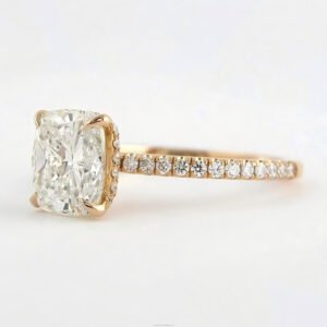 Alternative view of Gia Igi Certified Lab-grown Diamond Wedding Rings Cushion Cut 18k 14k Pure Gold Engagement Synthetic Diamond Ring