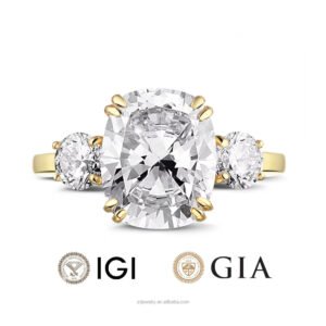 Gia Igi Certified 18k Solid Gold 3 2 1 Ct  Vvs Synthetic Diamond Rings 10k 14k Cushion Cut Engagement Lab Grown Diamond Ring