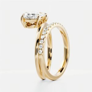 Alternative view of Toi Et Moi Igi Certified Lab-grown Diamond Wedding Rings Oval Pear Cut Double Band Engagement Synthetic Diamond Ring