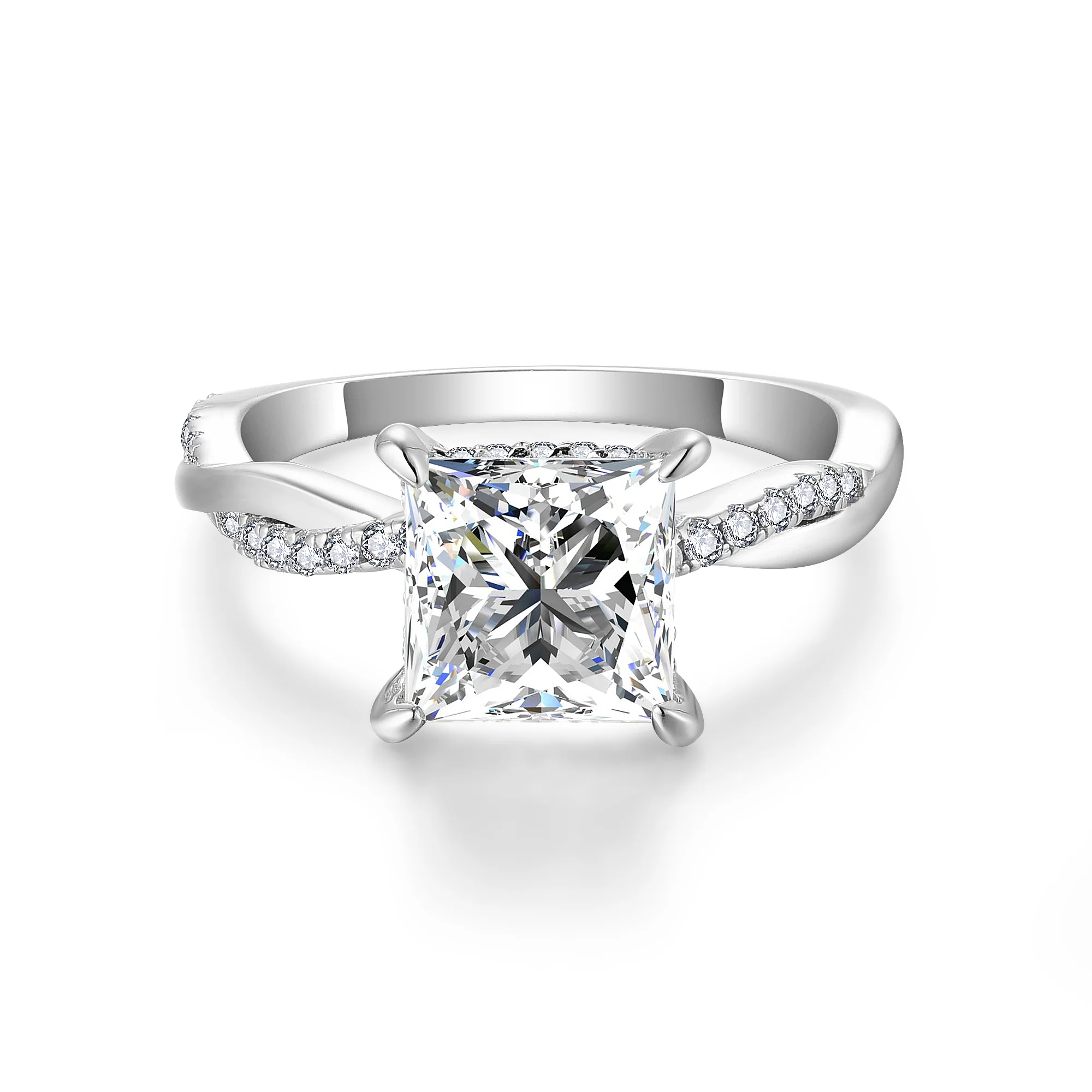 Ring 2 Carat Moissanite Diamond With GRA Certificate Princess Cut Diamond Jewelry Women Engagement Ring