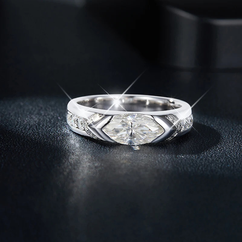 Jewelry Ring 1ct Making Supplies Fashion Jewelry Knuckle Sterling Silver Rings Moissanite Sliver 925 Jewelry for Men - Image 4