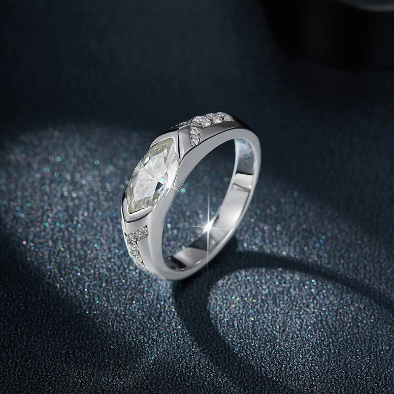 Jewelry Ring 1ct Making Supplies Fashion Jewelry Knuckle Sterling Silver Rings Moissanite Sliver 925 Jewelry for Men - Image 5