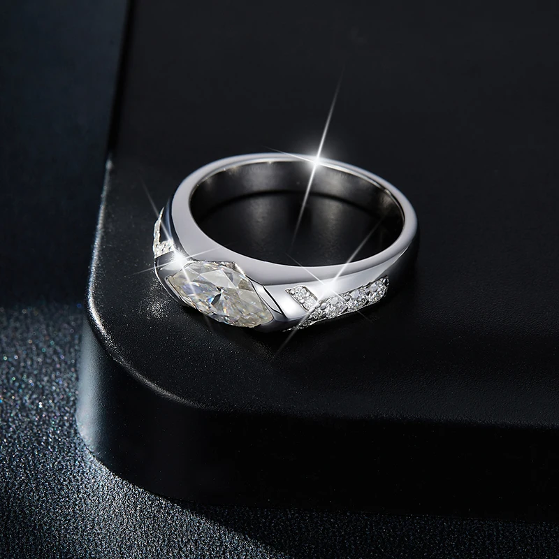 Jewelry Ring 1ct Making Supplies Fashion Jewelry Knuckle Sterling Silver Rings Moissanite Sliver 925 Jewelry for Men - Image 3