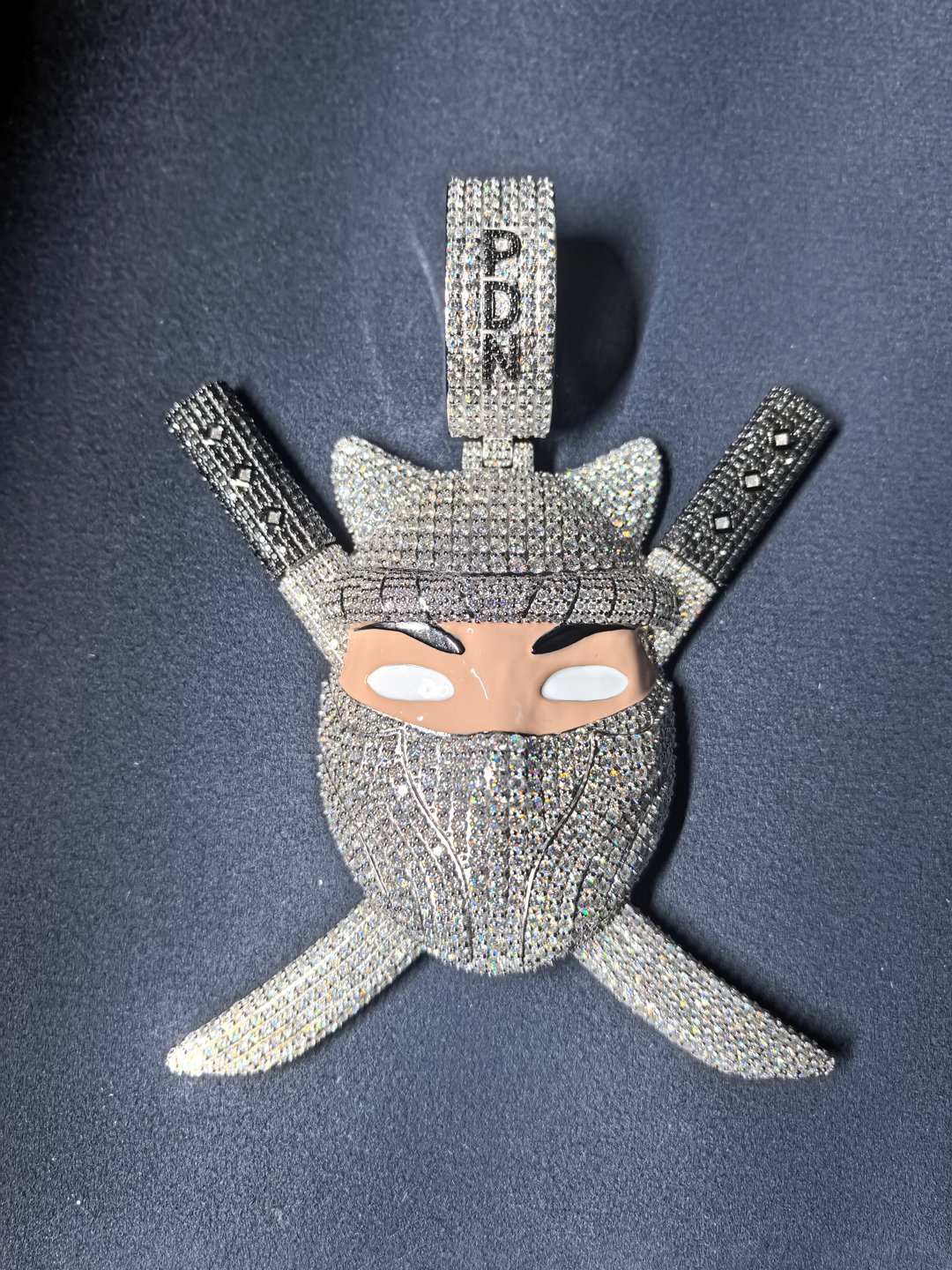 925 Silver Moissanite Pendant Ninja Mask Pendant Dual Sword Custom Moissanite Hip Hop Fully Iced Out Moissanite Pendant