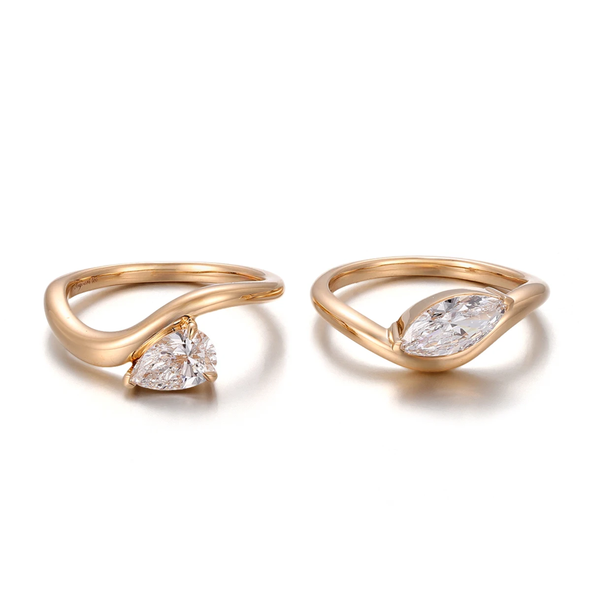 Designer Rings Marquise Cut DEF VVS Lab Grown Diamond 18K Solid Yellow Gold Fashion Rings Customized Wedding Rings Couple Set - Image 3