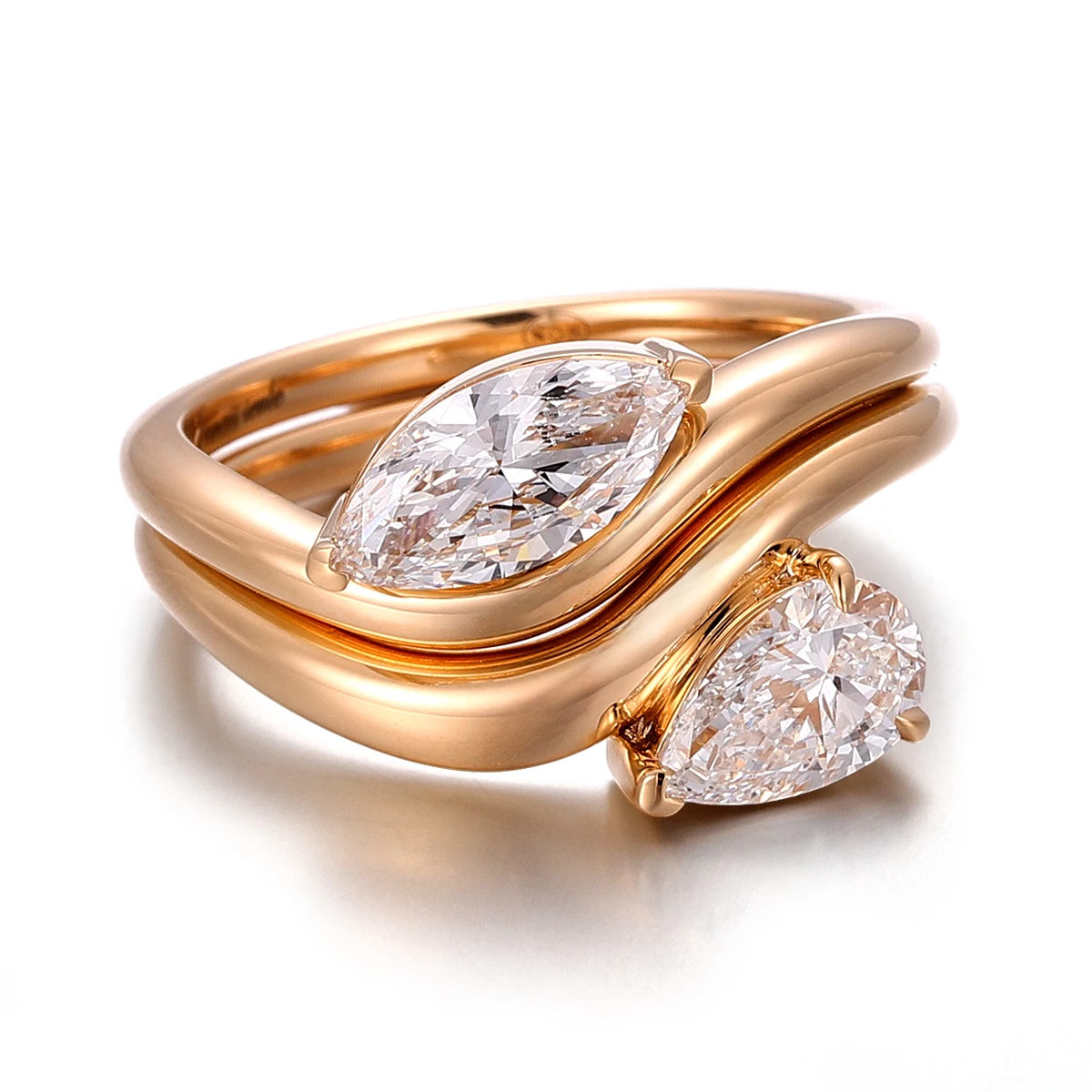 Designer Rings Marquise Cut DEF VVS Lab Grown Diamond 18K Solid Yellow Gold Fashion Rings Customized Wedding Rings Couple Set