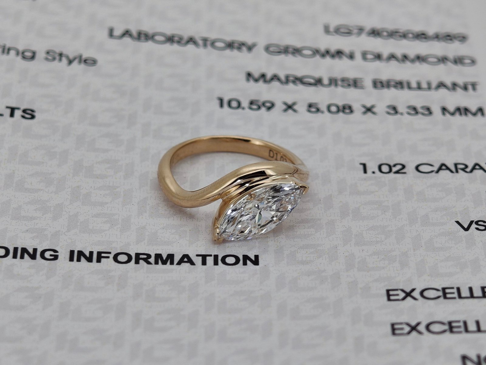 Designer Rings Marquise Cut DEF VVS Lab Grown Diamond 18K Solid Yellow Gold Fashion Rings Customized Wedding Rings Couple Set - Image 6