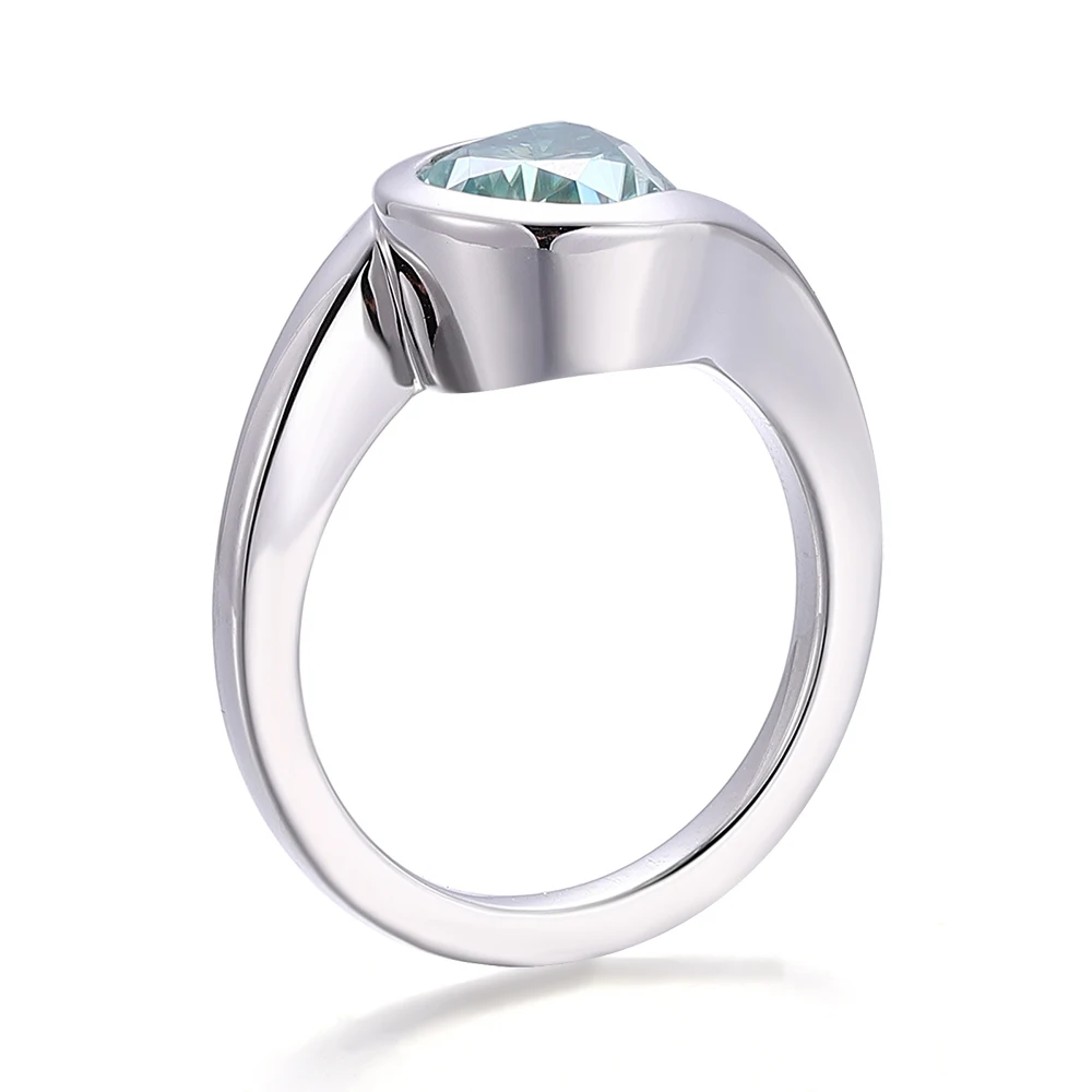Moissanite Rings 925 Sterling Silver 7*10mm Pear Cut Blue Green Moissanite Engagement Ring for Women - Image 3