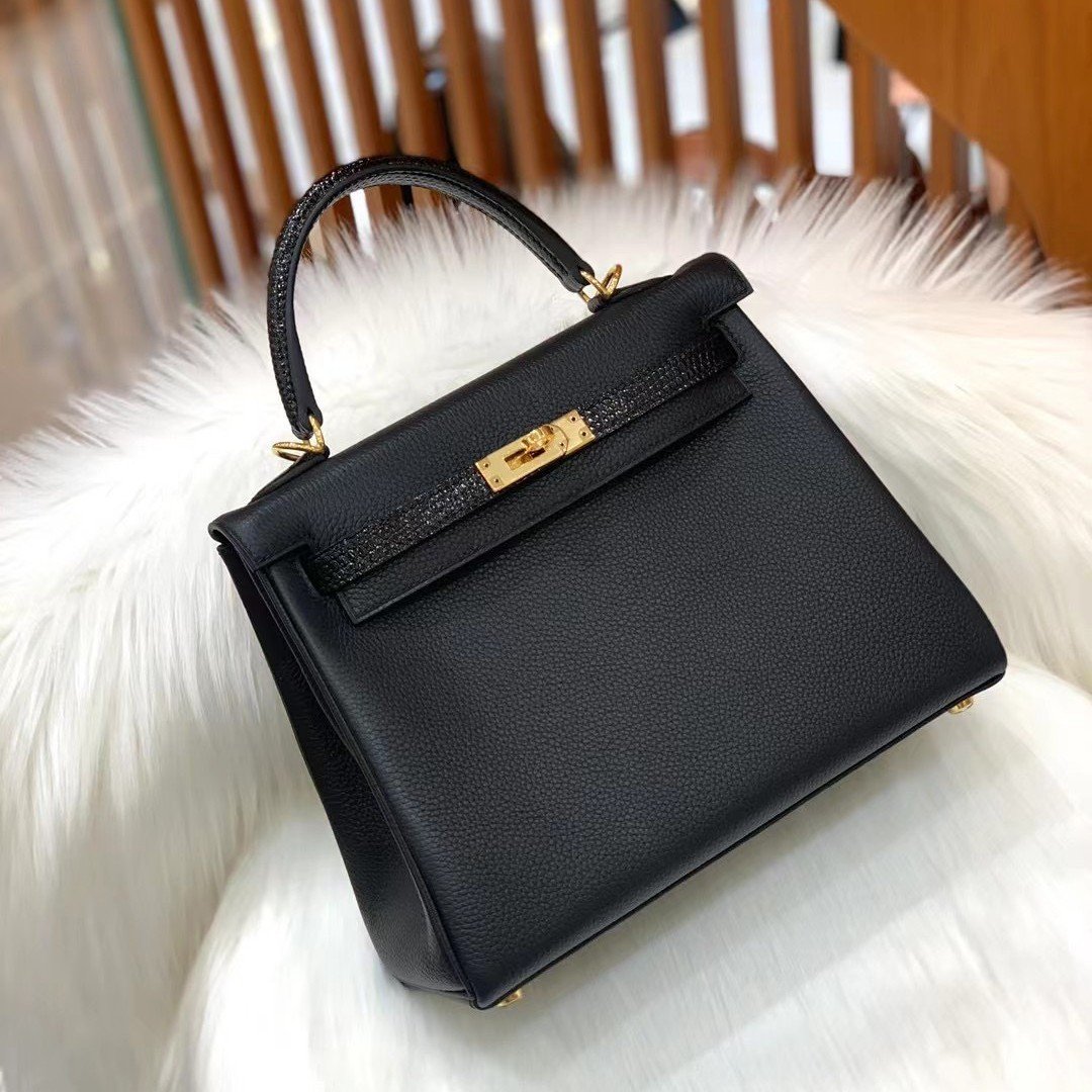 Togo & Lizard Leather Top-Handle Bag - Image 3