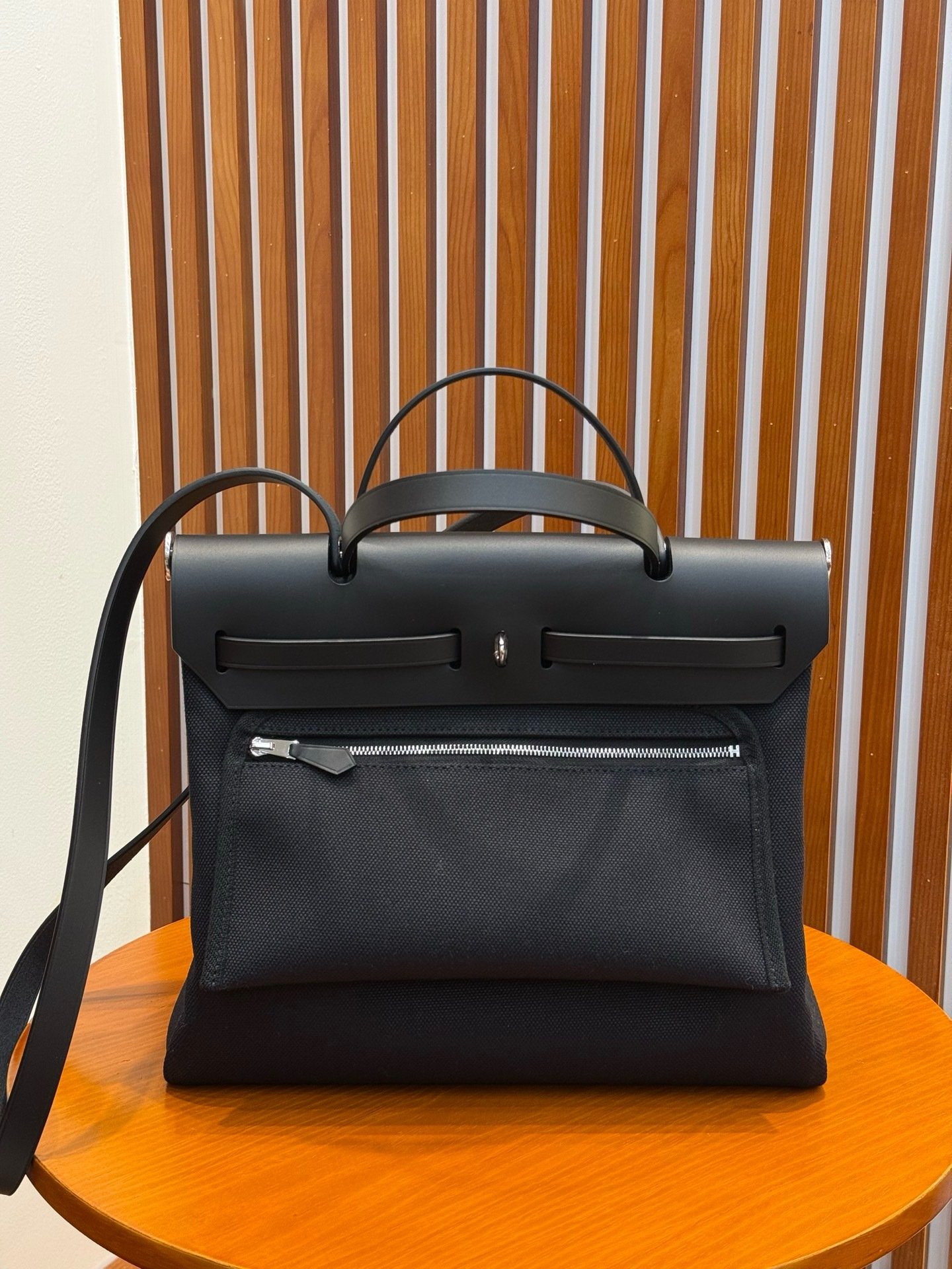 Canvas & Saddle Leather 31cm Handbag - Image 2