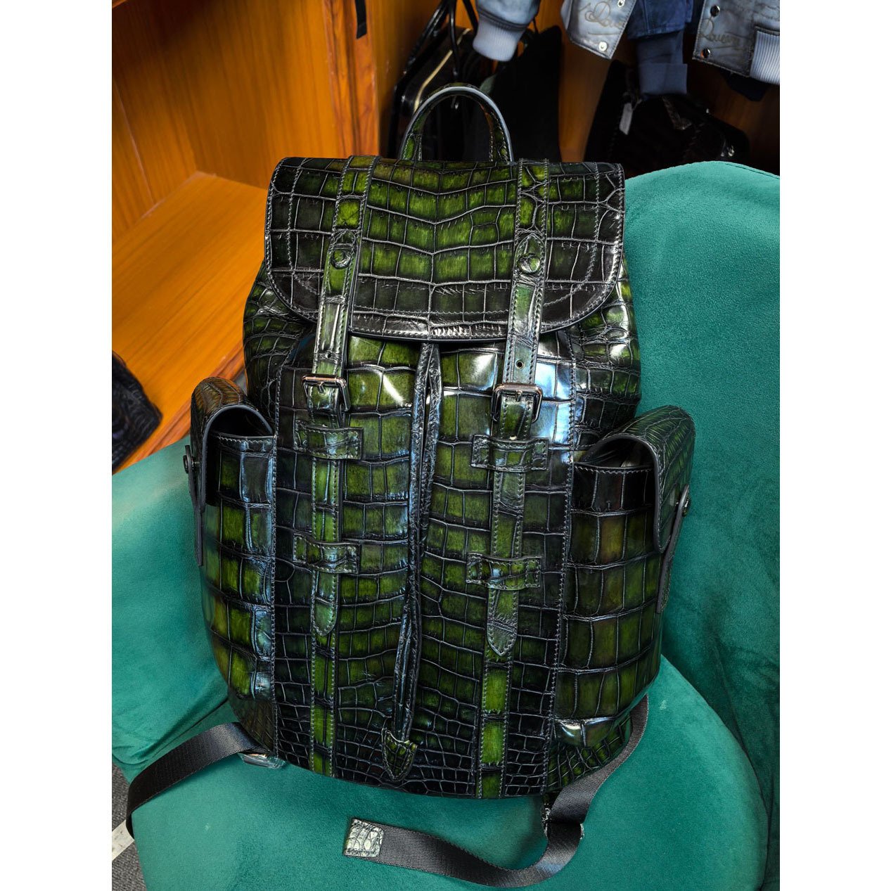 Polished Nile Crocodile Travel Backpack - Image 2