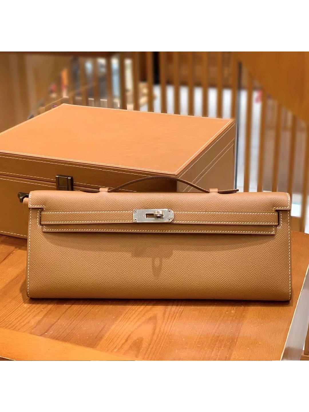 Epsom Leather Structured Evening Clutch - Image 2