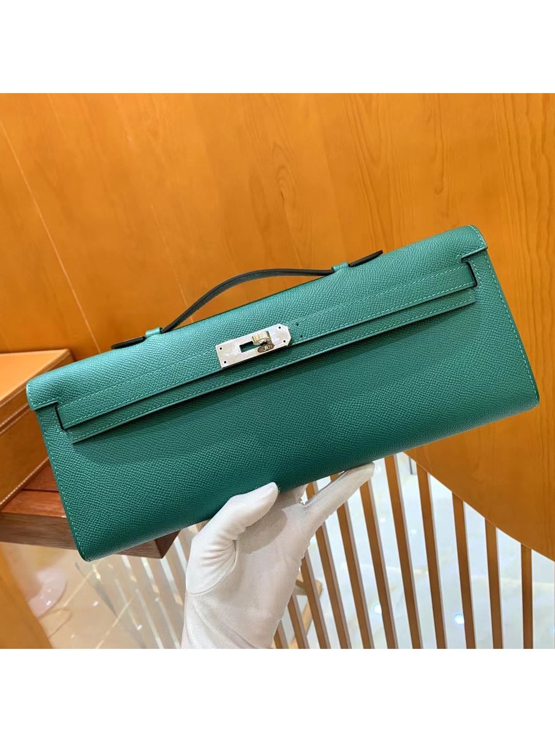 Epsom Leather Structured Evening Clutch - Image 3