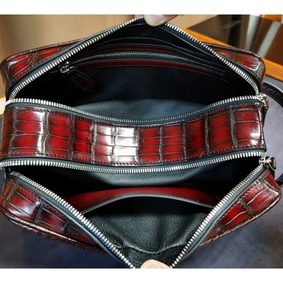 Crocodile Leather Travel Cosmetic Bag - Image 3