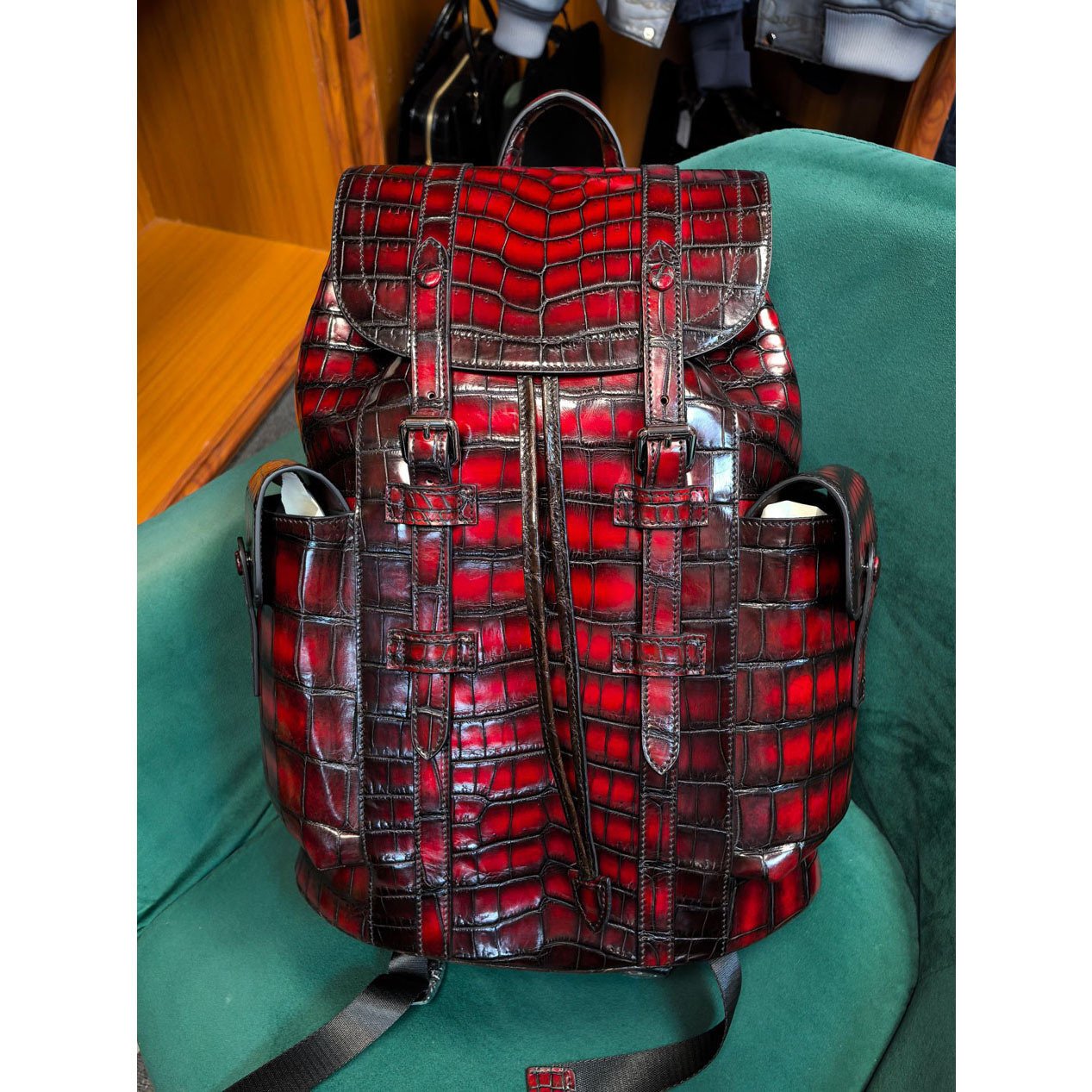 Polished Nile Crocodile Travel Backpack - Image 3