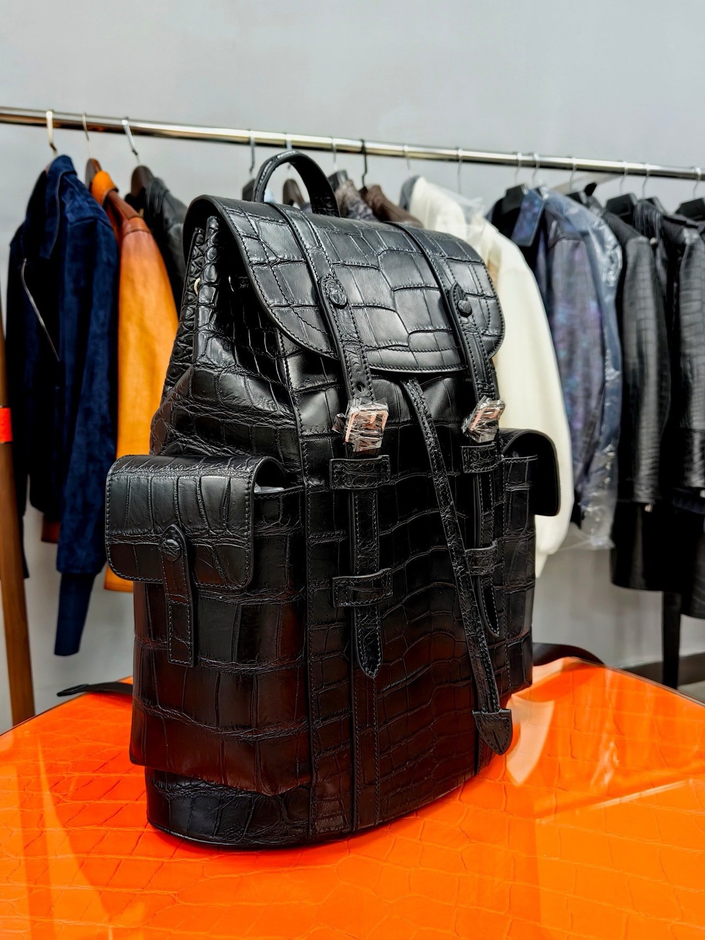 Crocodile Leather Large Business Backpack - Image 2