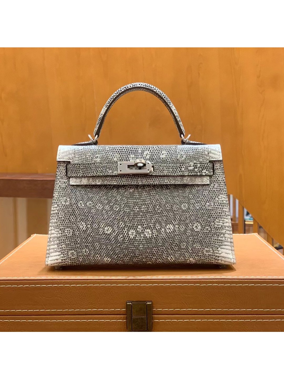 Hand-Sewn Lizard Leather Mini Top-Handle Bag - Image 2