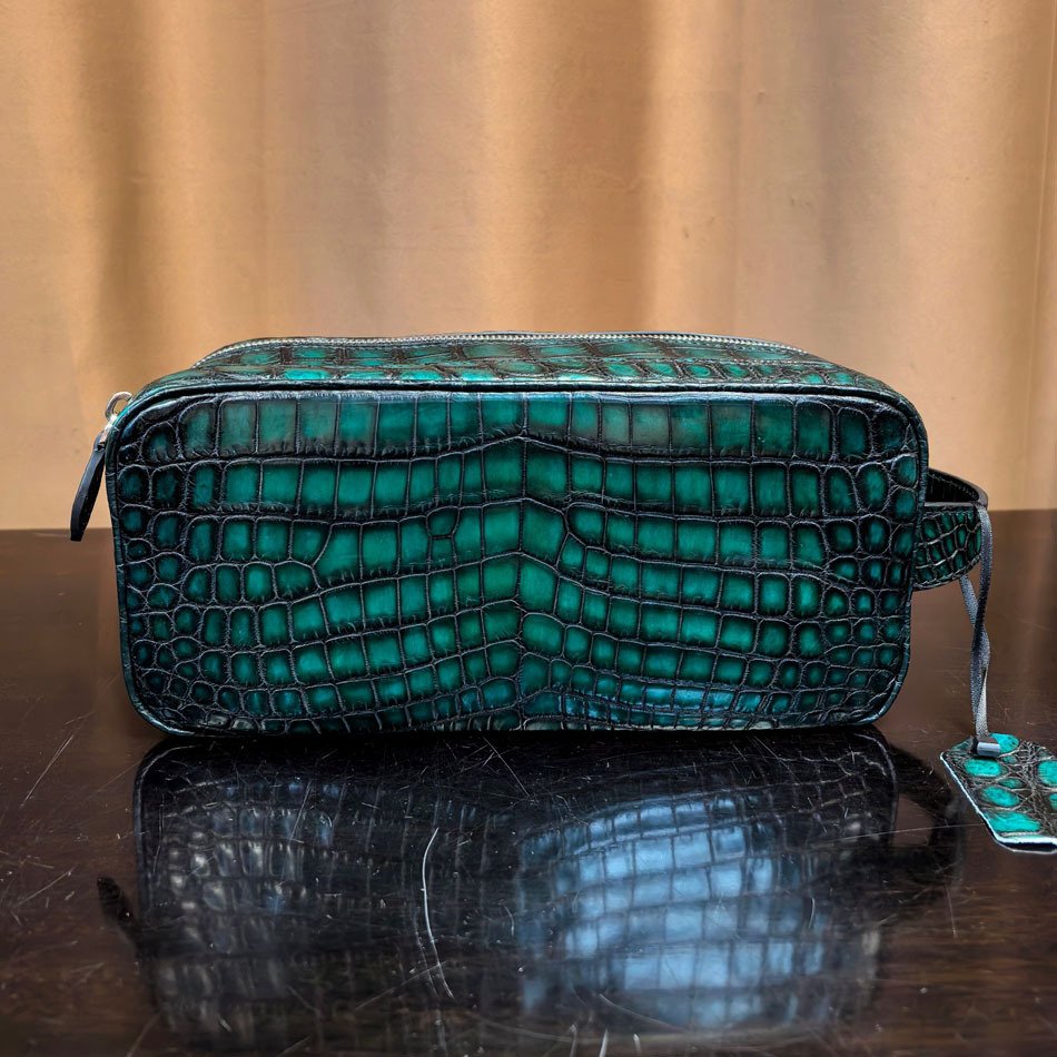 Crocodile Leather Travel Cosmetic Bag - Image 2