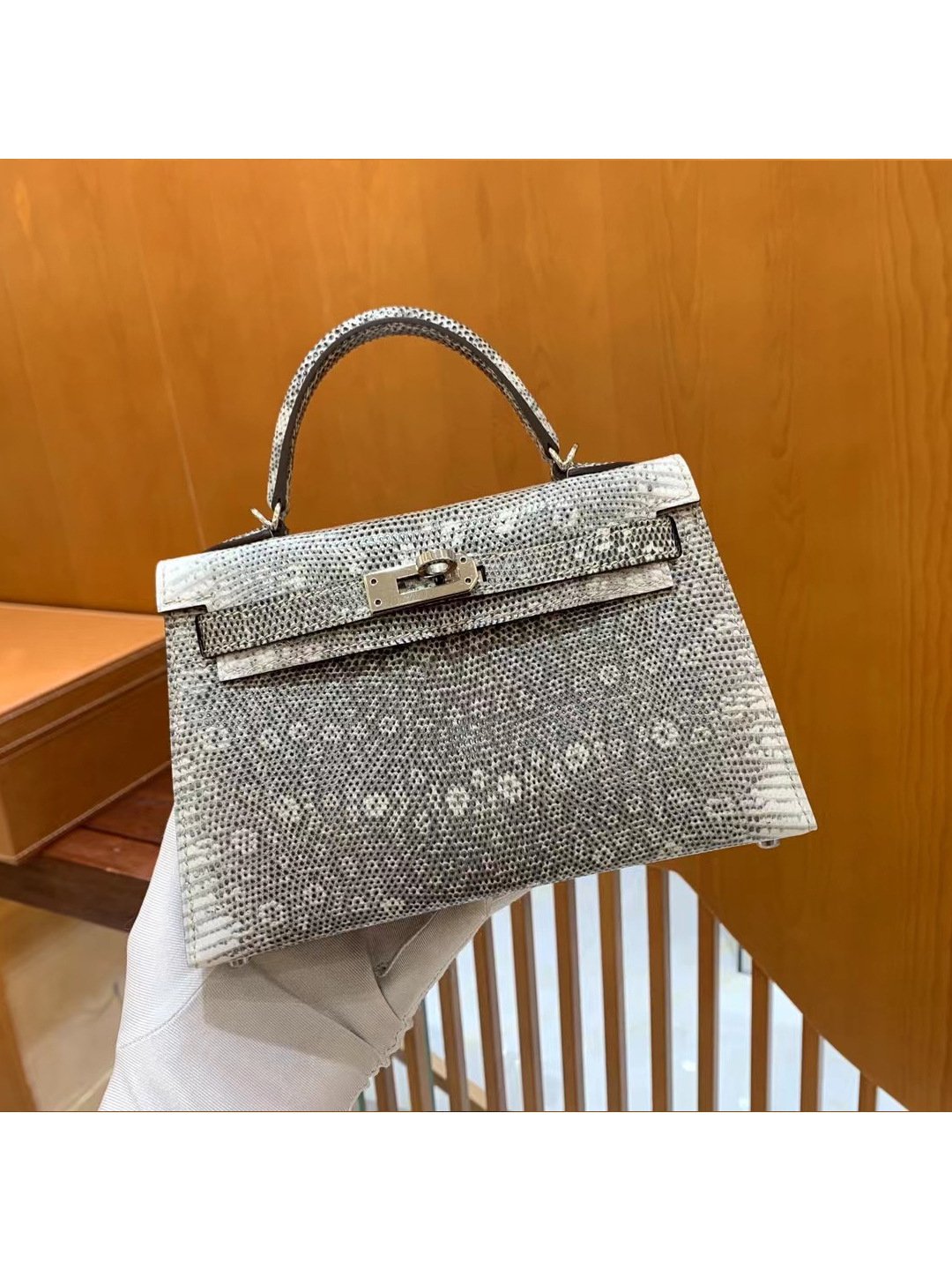 Hand-Sewn Lizard Leather Mini Top-Handle Bag - Image 3