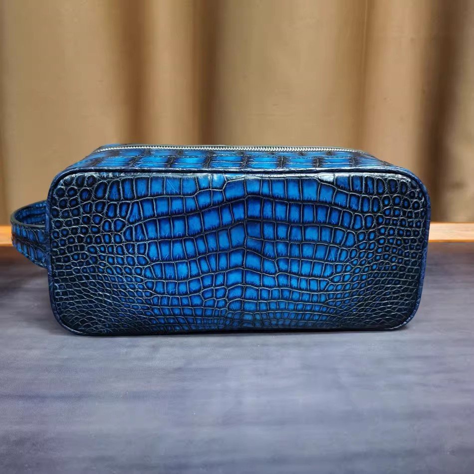 Crocodile Leather Travel Cosmetic Bag