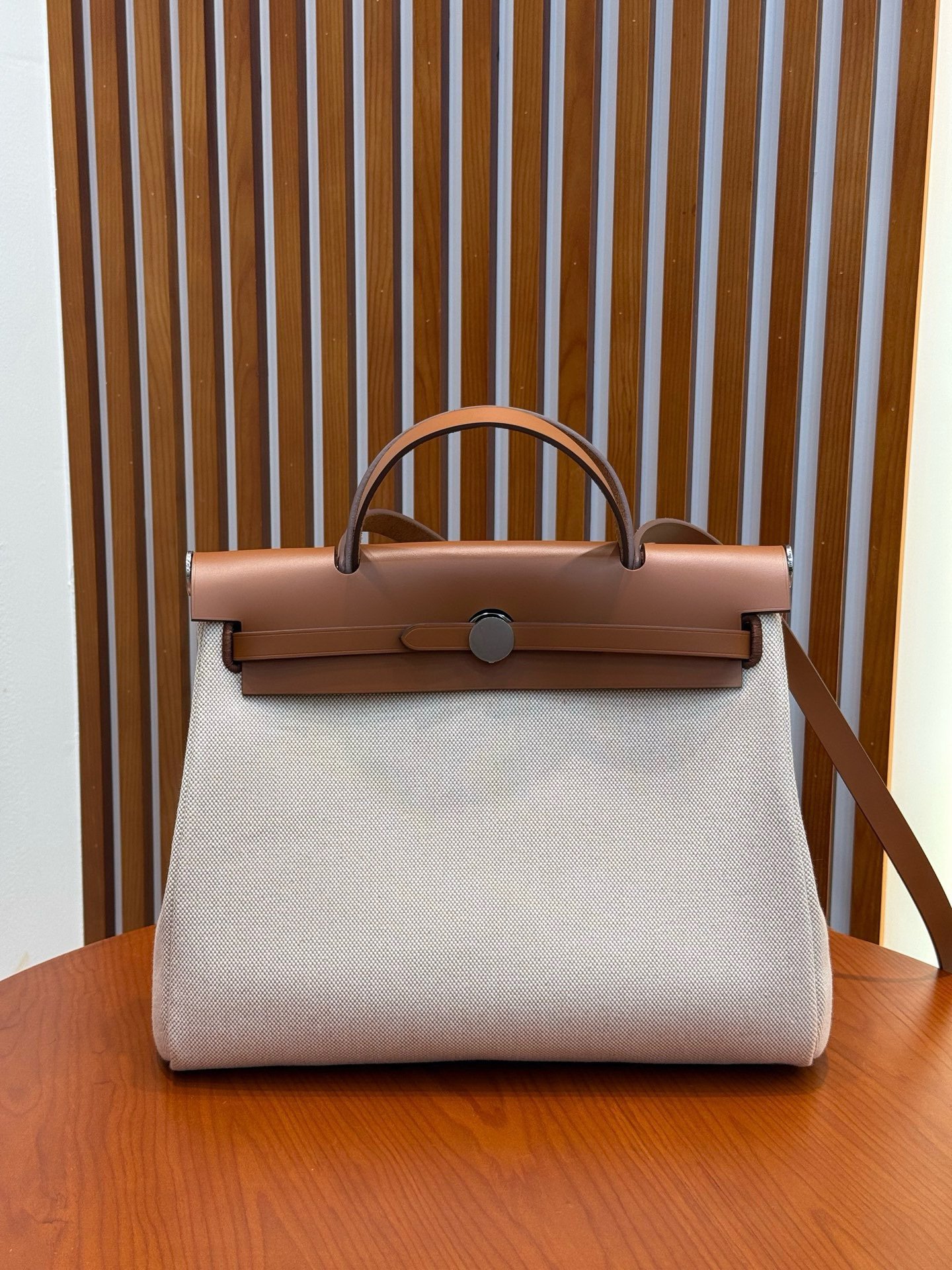 Canvas & Saddle Leather 31cm Handbag
