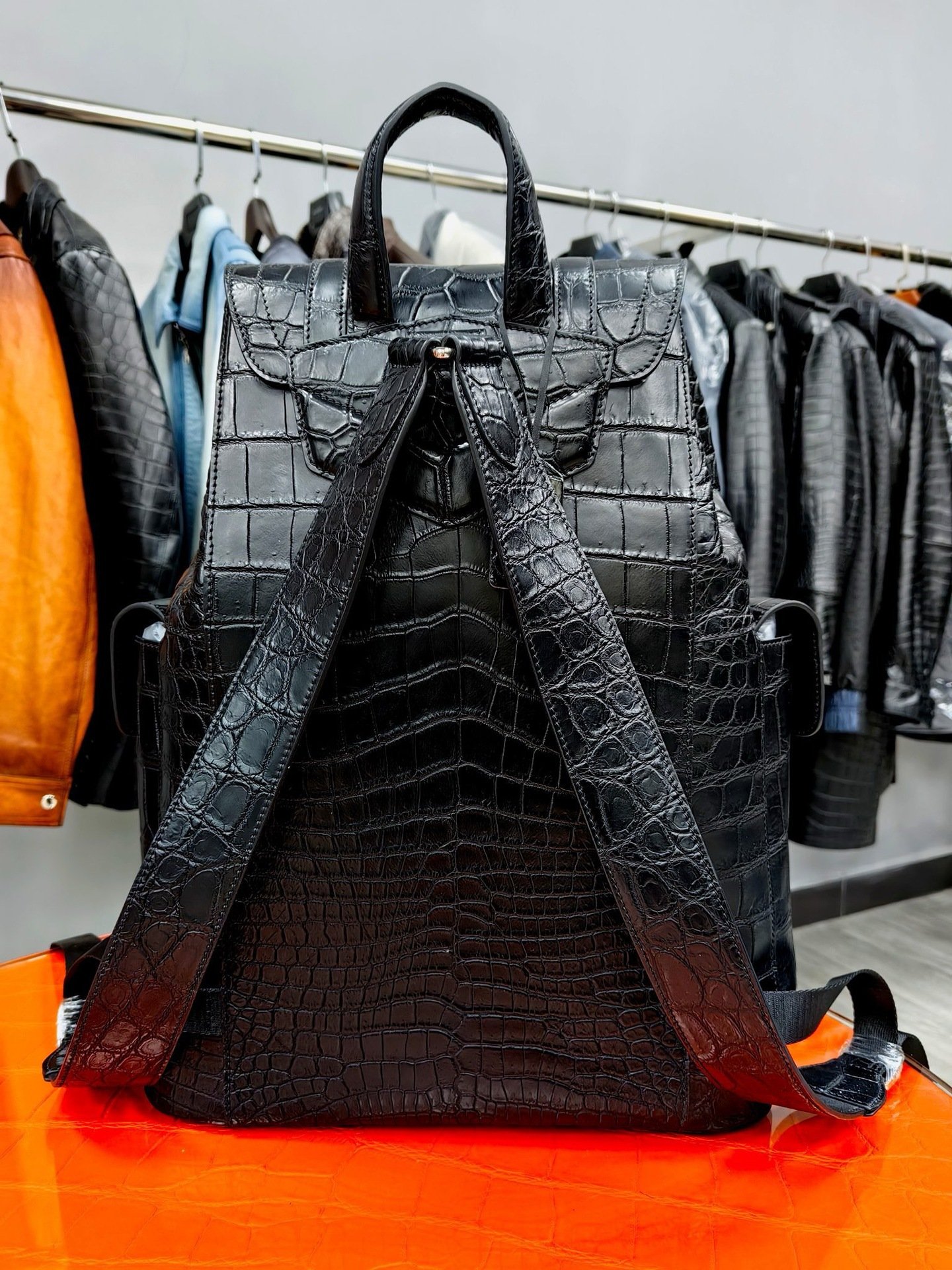 Crocodile Leather Large Business Backpack - Image 3
