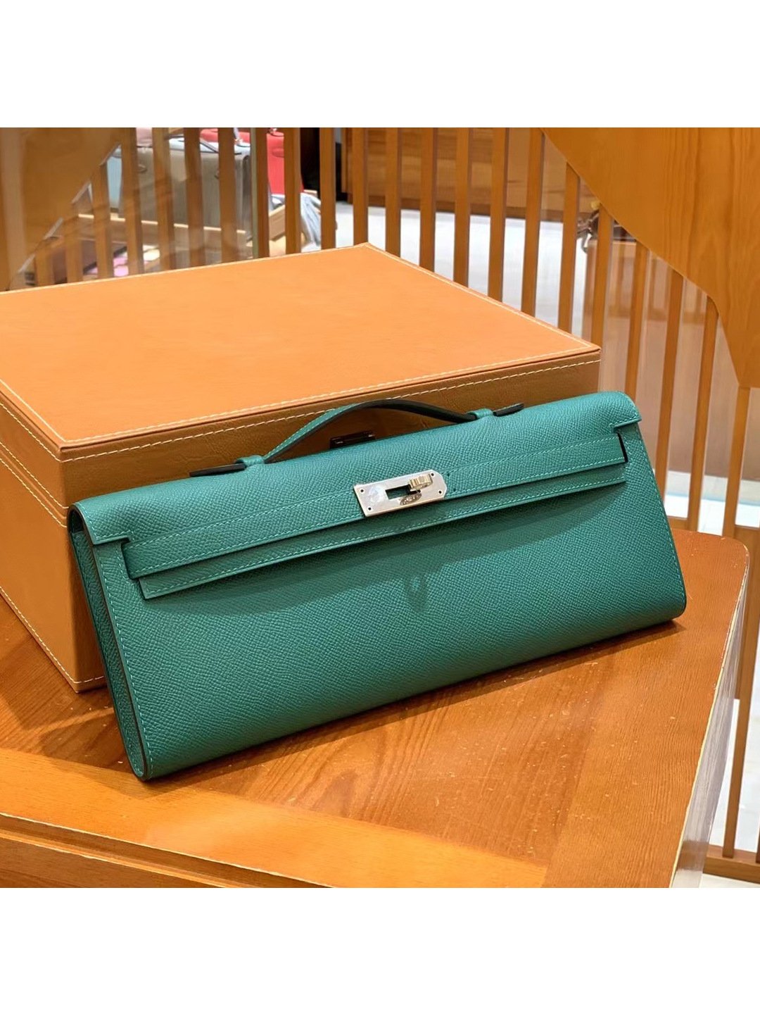 Epsom Leather Structured Evening Clutch