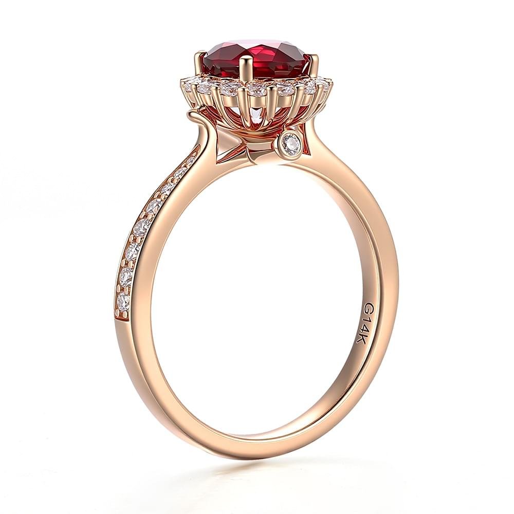 1 Carat Round Lab-Grown Ruby Ring in 14K Gold - Image 3