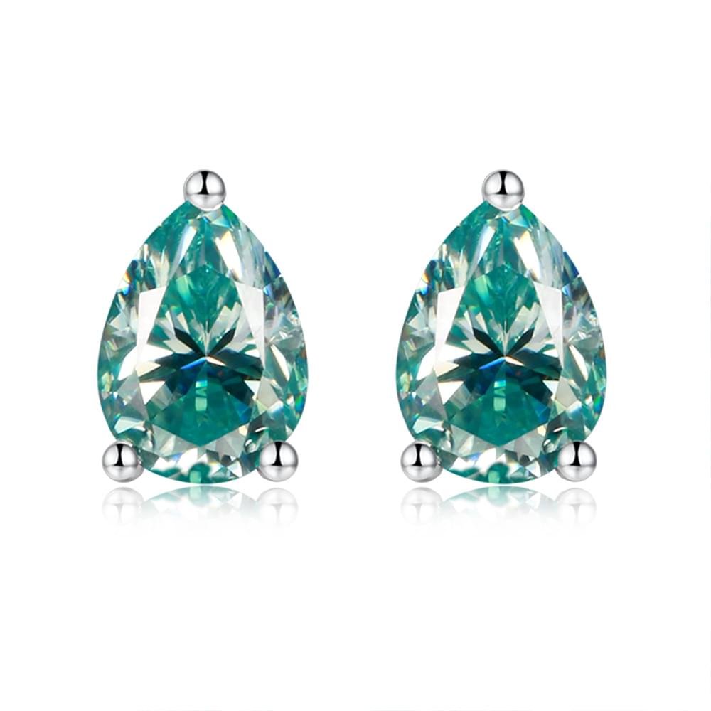 LENTISARA Pink VVS1 Moissanite Pear-Cut Stud Earrings in 925 Silver - Image 2