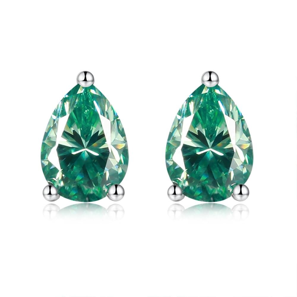 LENTISARA Pink VVS1 Moissanite Pear-Cut Stud Earrings in 925 Silver - Image 4