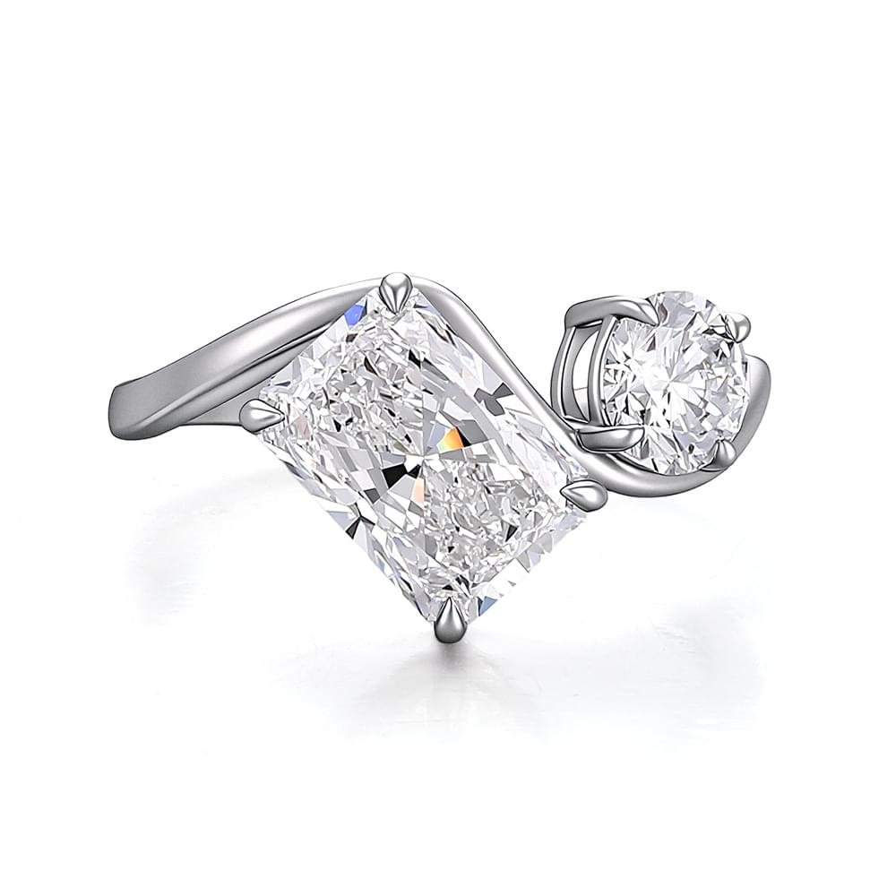 LENTISARA 2 Carat Radiant-Cut Lab-Grown Diamond Twist Ring in 18K Gold