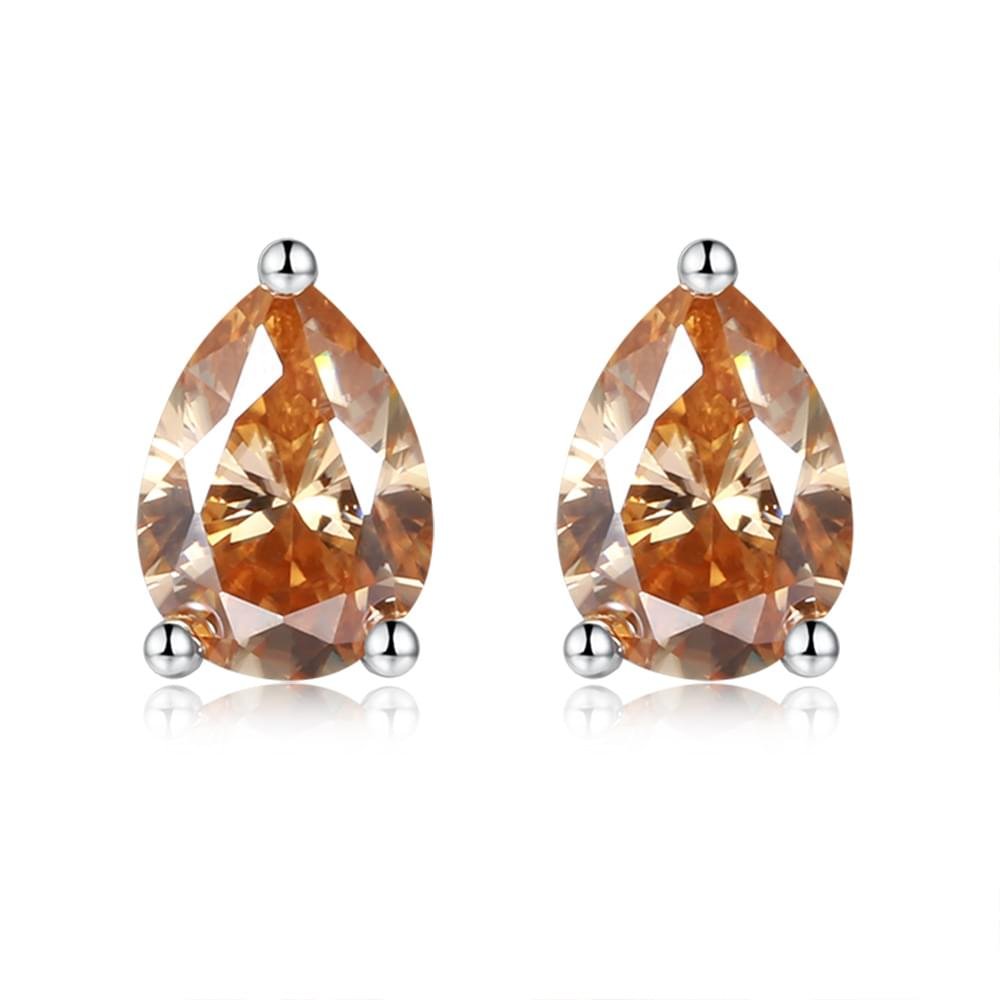 LENTISARA Pink VVS1 Moissanite Pear-Cut Stud Earrings in 925 Silver - Image 3