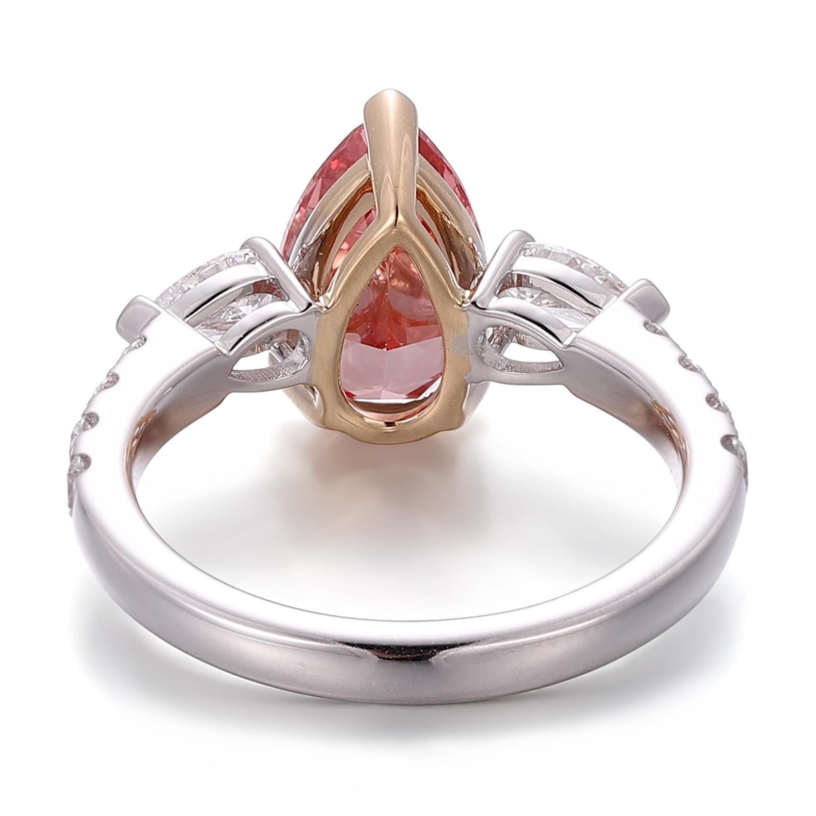2 Carat Pear-Cut Pink Lab-Grown Diamond Ring in 18K Gold - Image 4
