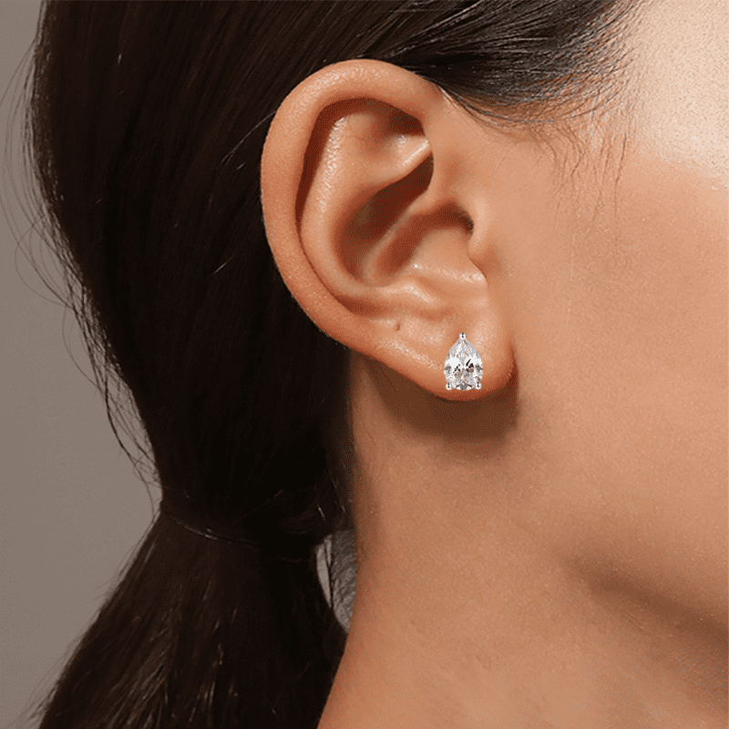 LENTISARA Pink VVS1 Moissanite Pear-Cut Stud Earrings in 925 Silver - Image 6